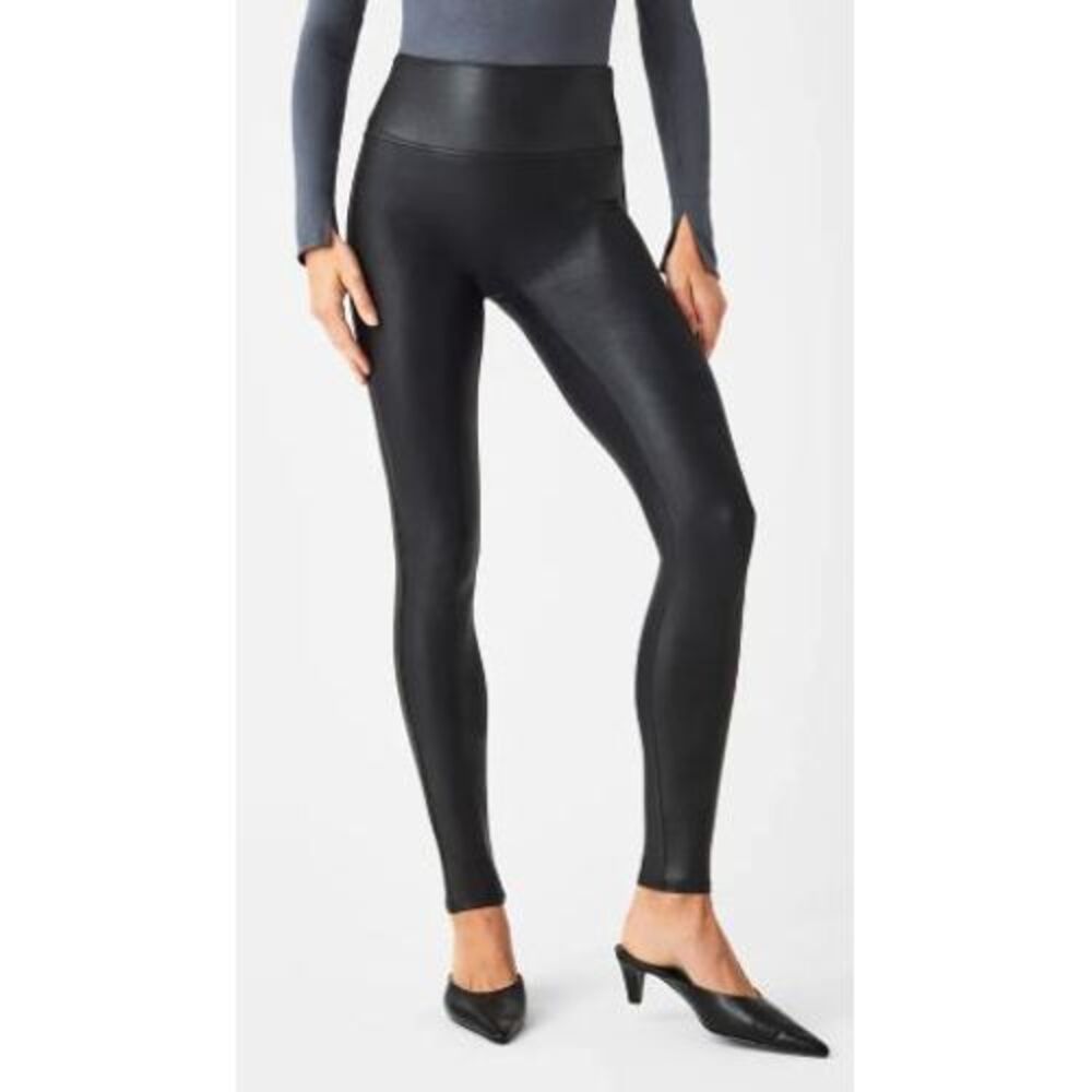 SPANX High-Waist Faux Leather Leggings in Black